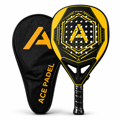 ACE Padel Nexo Pro 3K- Padel Racket - Diamond Vorm - Harde Kern - Power & Controle - Mat Goud/Zwart