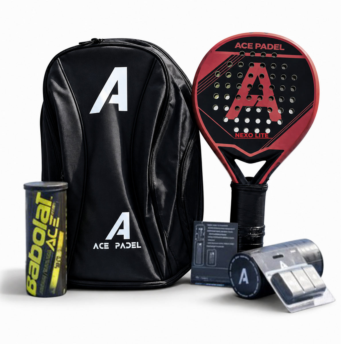 Ace Padel beginnerspakket met racket, tas, ballen en accessoires