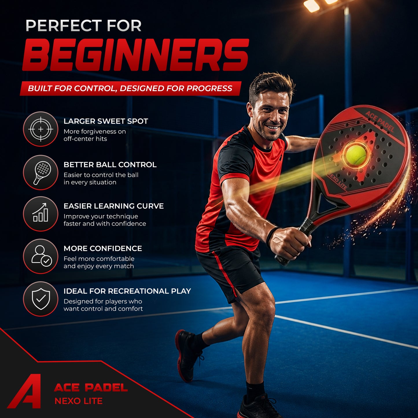 Ace Padel Nexo Lite - Perfect voor  Beginners & Recreatieve Spelers