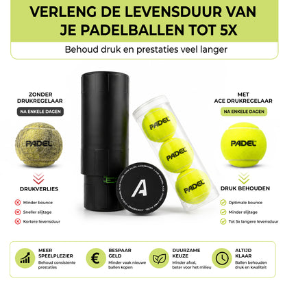 Ace Padel ballen drukregelaar voor 3 padelballen