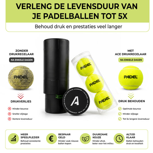 Ace Padel ballen drukregelaar voor 3 padelballen