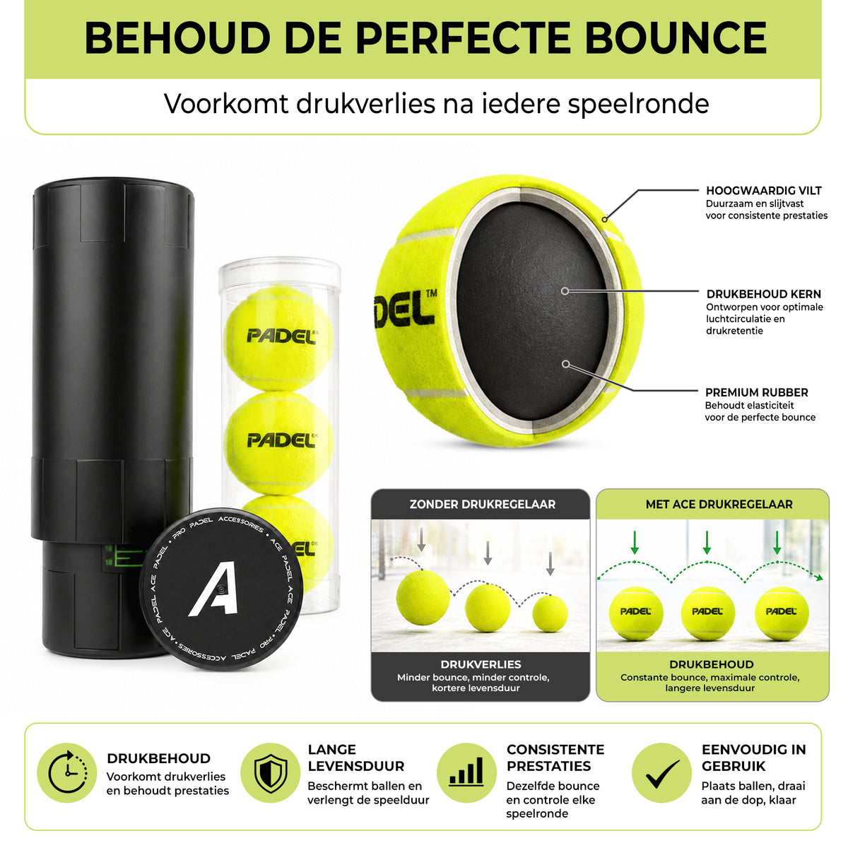 Ace Padel ballen drukregelaar – foto 2