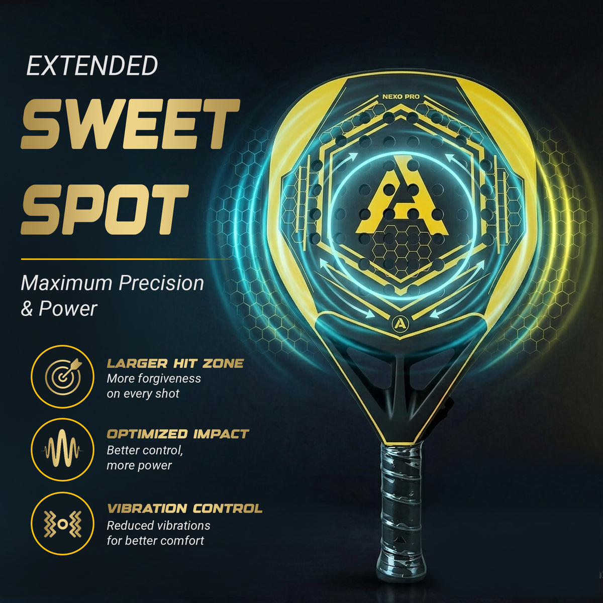 Ace Padel Nexo Pro 3K – Diamant Padelracket – 3K Carbon – Power & Controle – Incl. Rackettas