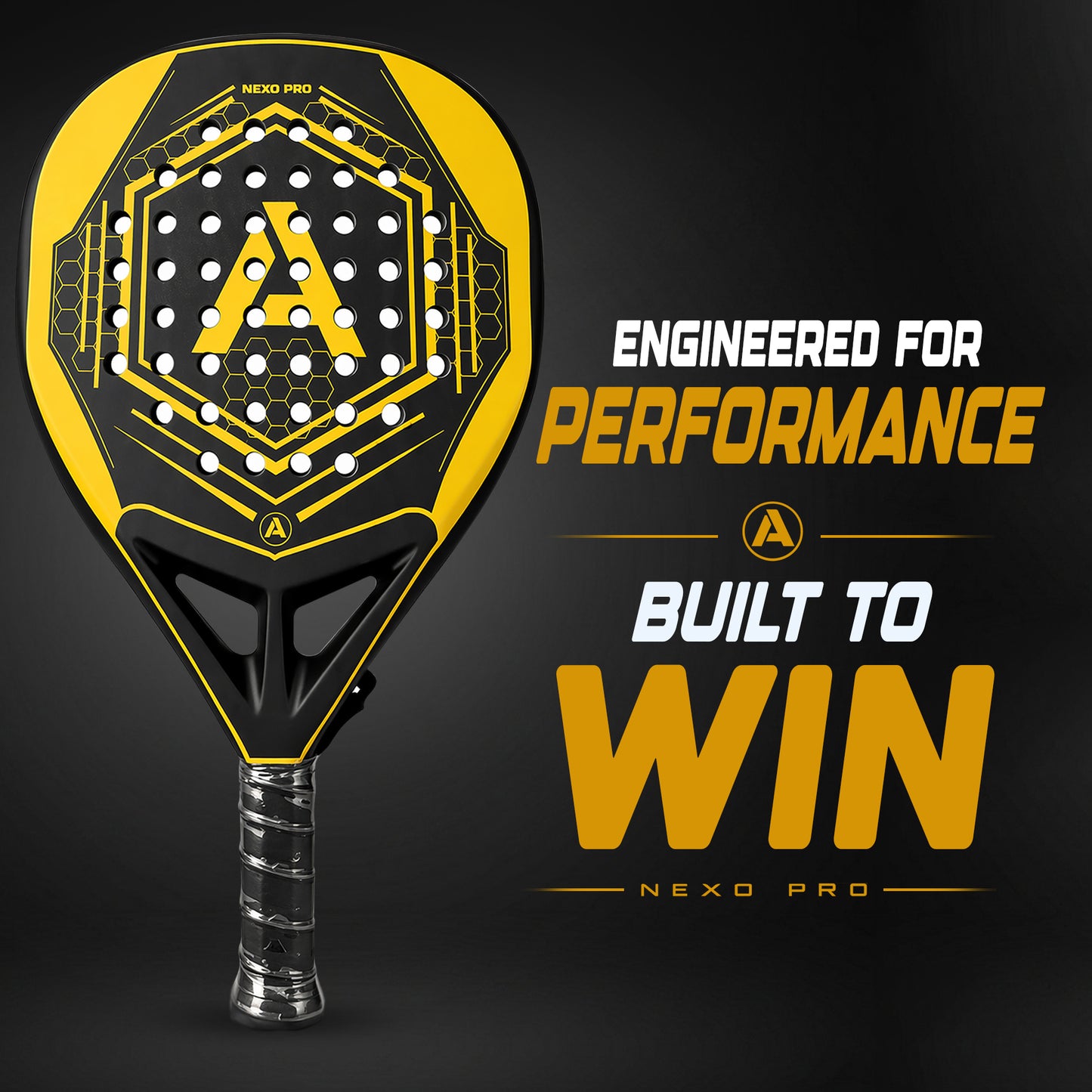 ACE Padel Nexo Pro 3K- Padel Racket - Diamond Vorm - Harde Kern - Power & Controle - Mat Goud/Zwart